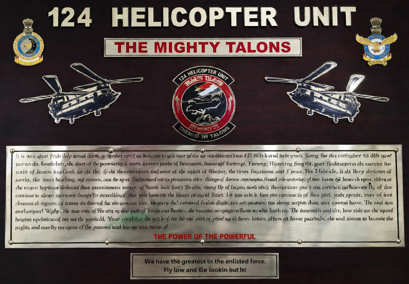 Helicopter Unit Citation Board
